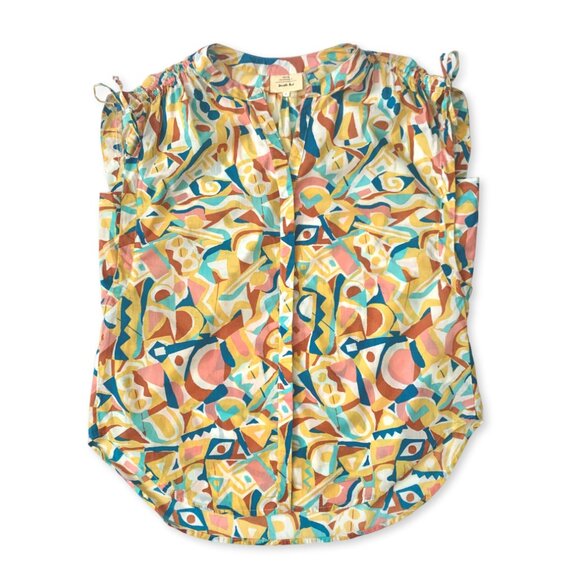 Anthropologie Danielle Kroll Brooklynite Blouse Oversized Sleeveless Cottagecore - Picture 3 of 11